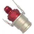 Female socket for collecting FIA fuel samples with a cap.